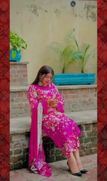 Original Pakistani Lahore Boutique Pure Lawn Stitched 3Pcs_Purple 